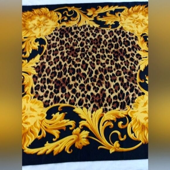 Escada Animal Print Cheetah Lion Vintage Silk Scarf Foulard - Picture 2 of 16